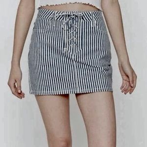 PacSun striped lace up denim skirt 28